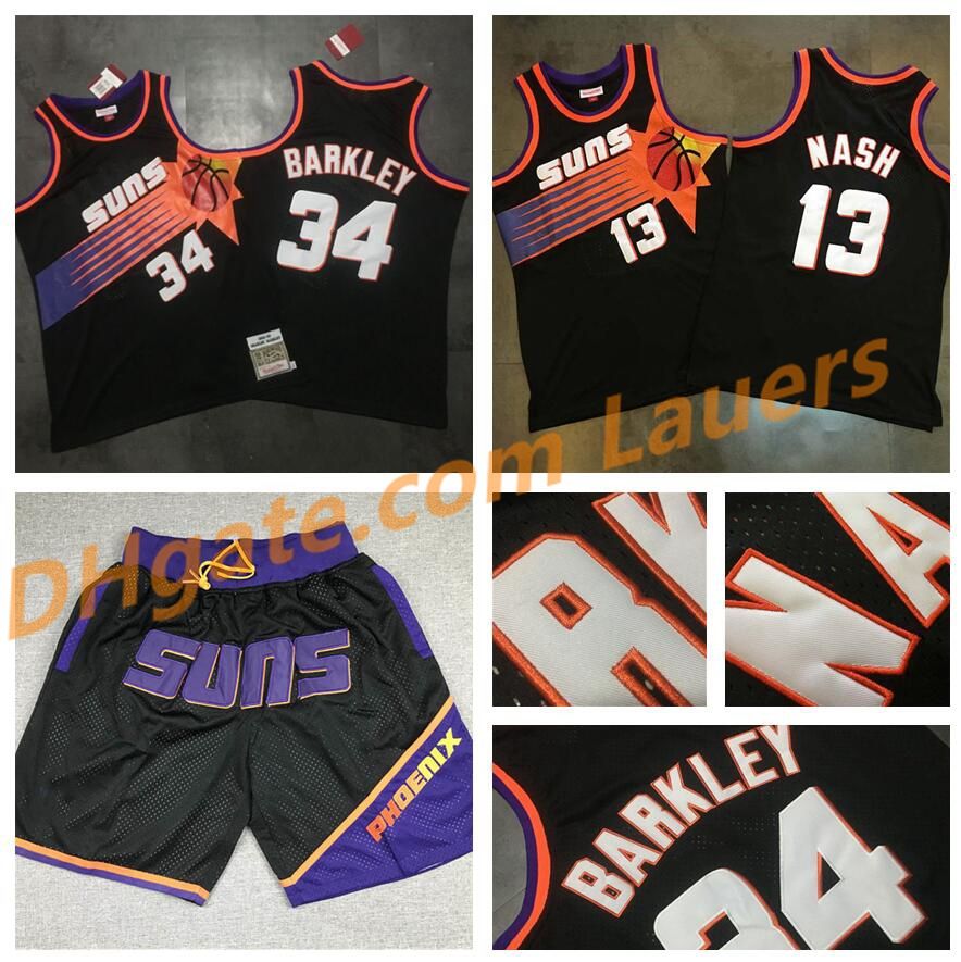 2021 Vintage Men Barkley Phoenix Suns Basketball Jersey 13 Steve Nash Road Swingman 34 Charles ...
