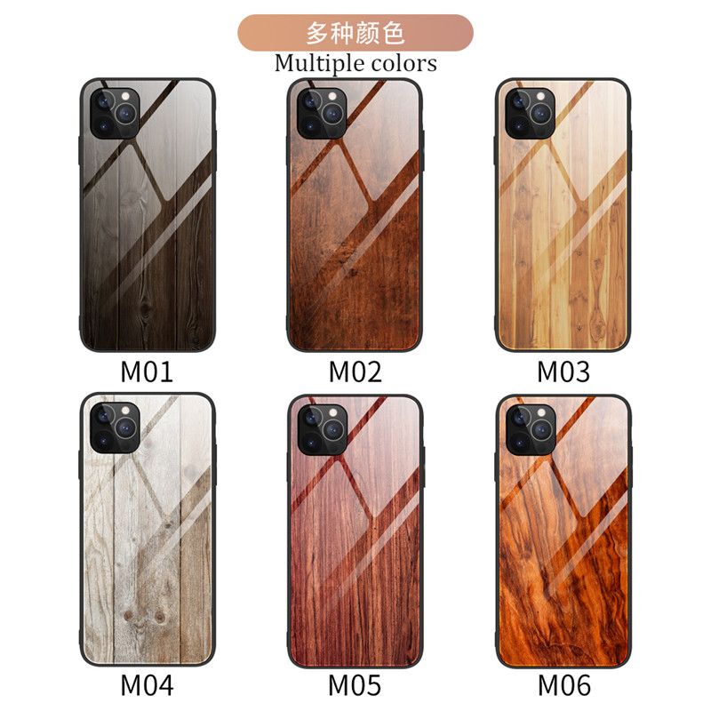 Wood Grain Tempered Glass Case For IPhone 12 Pro Max 12 Mini 12