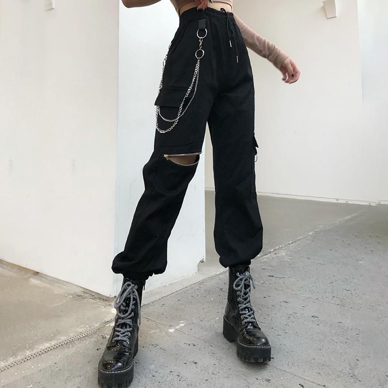 Compra Pantalones Para Mujer Capris Mujeres Y2K Joggers Carga 90S Cadena  Cintura Alta Cintura E Chica Estética Straight Zipper Pantalones Streetwear  Femenino Safari Paño Barato | Entrega Rápida Y Calidad | Es.Dhgate