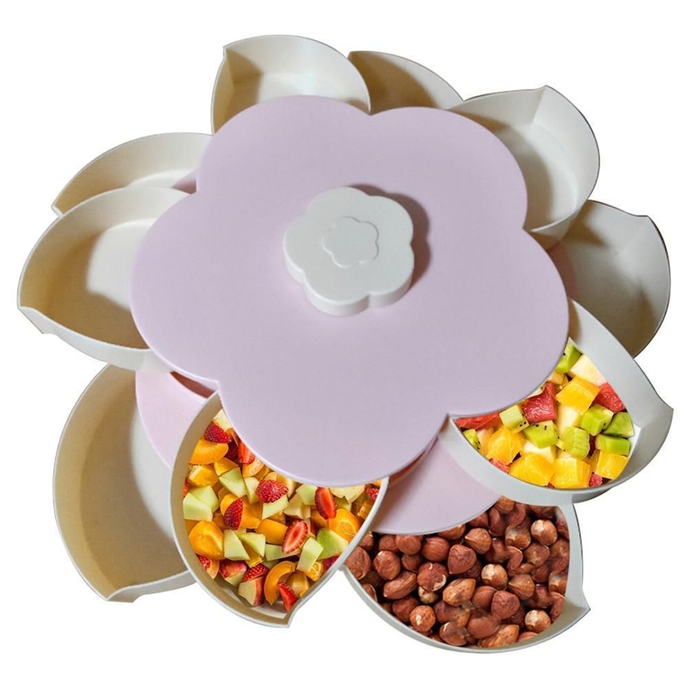 Flower Food Tray Petal-Shape Snack Candy Storage For Food Nut Rotatable  Container Case Food Candy Holder Storage Box Organizer