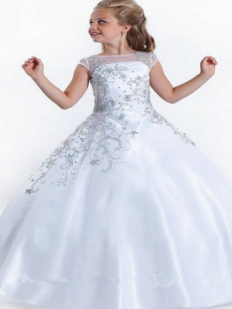 Compra Vestidos De Niña, Elegancia Blanca, Satén, Flor, Vestido De  Diamantes De Imitación Para Bodas, Primera Comunión Santa Sin Mangas.  Barato | Entrega Rápida Y Calidad | Es.Dhgate