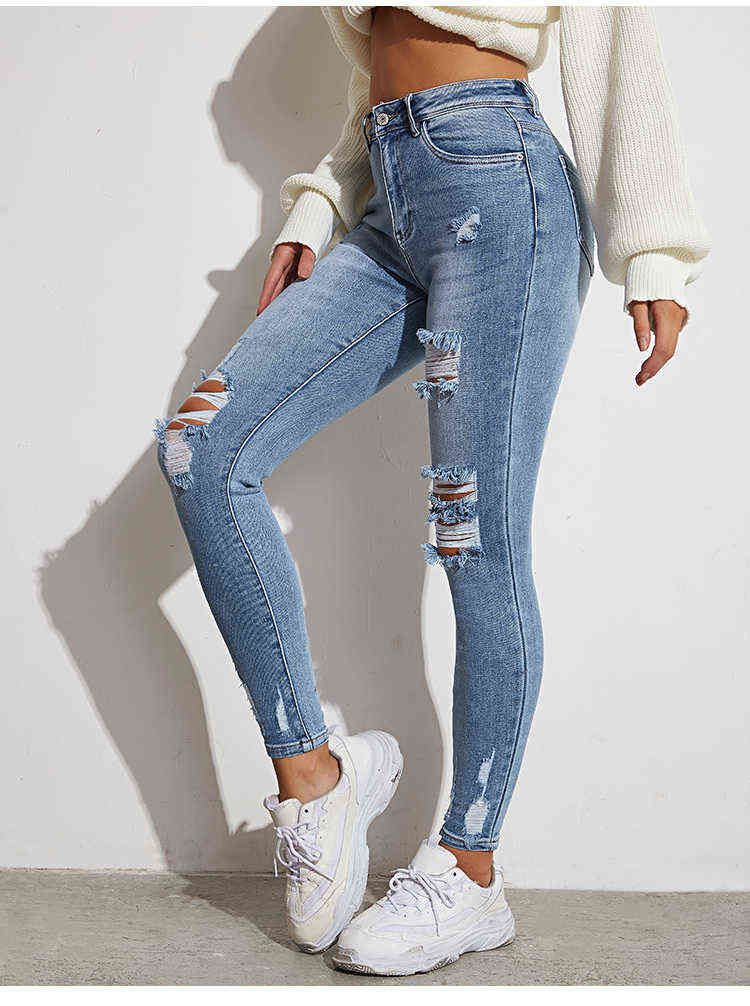 Jeans Apretados Para Mujer, Ropa De Calle Y2K, Azul Claro, Sexy, Elástico, Caderas Lágrimas, Agujeros De 47,19 € | DHgate