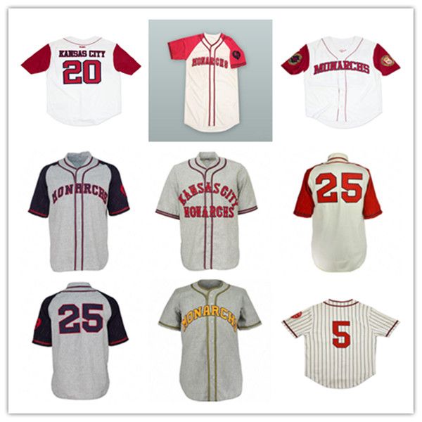 Men Vintage 1942 KC Monarchs Baseball 25 Satchel Paige Jackie 5 Robinson  Negro League Stitched Jersey Cheap From 16,69 €