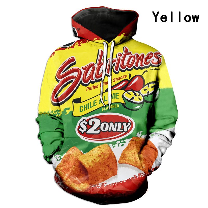 S 7XL Potato Chips Hoodie Plus Size Adult French Fries Foodie Fastfood