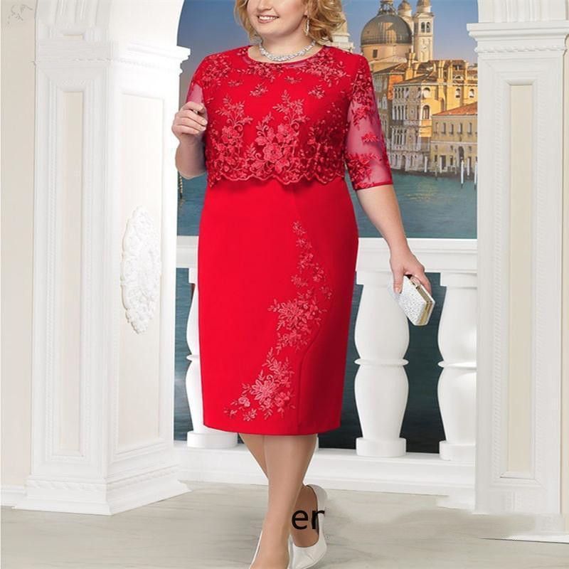 Robe de mera elegante encaje más tamaño Madre de la novia Vestidos Media Manga Vestidos de Robe de mera elegante encaje más tamaño Madre de la novia Vestidos Media Manga Vestidos de