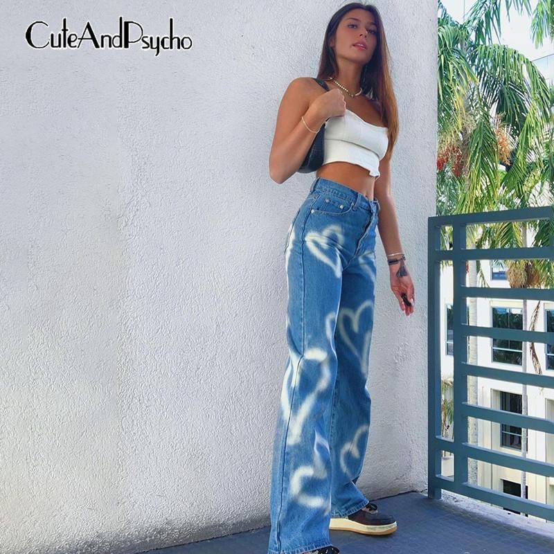 Compra Vintage Corazón Impreso Y2k Holgy Jeans Mujeres De La Cintura Alta  Harajuku Aesthetic Mom Jeans Denim Streetwear 90s Pantalones Cutas Barato |  Entrega Rápida Y Calidad | Es.Dhgate