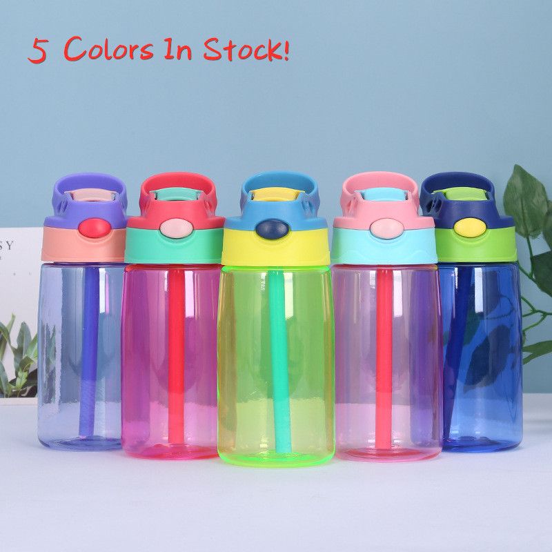 Best 16oz Plastic Kids Water Bottles With Duck Billed Straw Mouth 500ml BPA Free Leakproof
