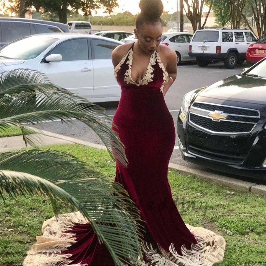 Vintage Burgundy African Prom Dresses 