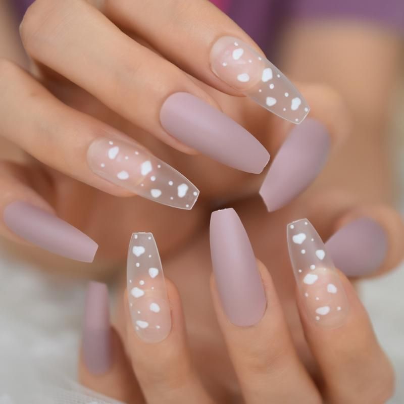 Matte Cloudy Ballerina Faux Ongles Long Cream Pink False Nails Cloud Pattern Fashion Predesigned Nail Tips 28 Ct From Bitai 14 84 Dhgate Com