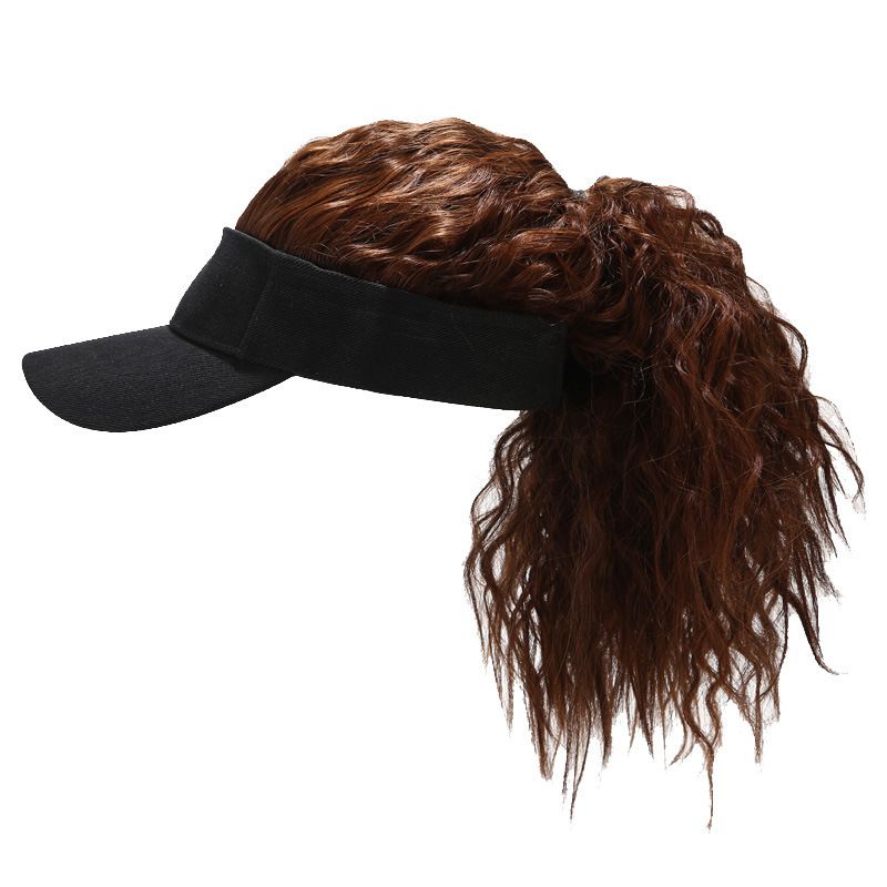 Women Fake Flair Hair Visor Sun Hat Newest Novelty Baseball Cap Wig Cap 