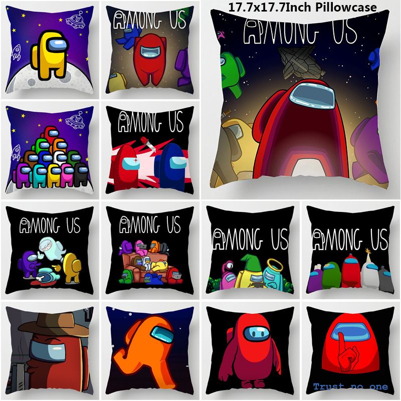 Among Us Pillow Case 45*45cm New Game Among Us Cute Cartoon Pillowcase