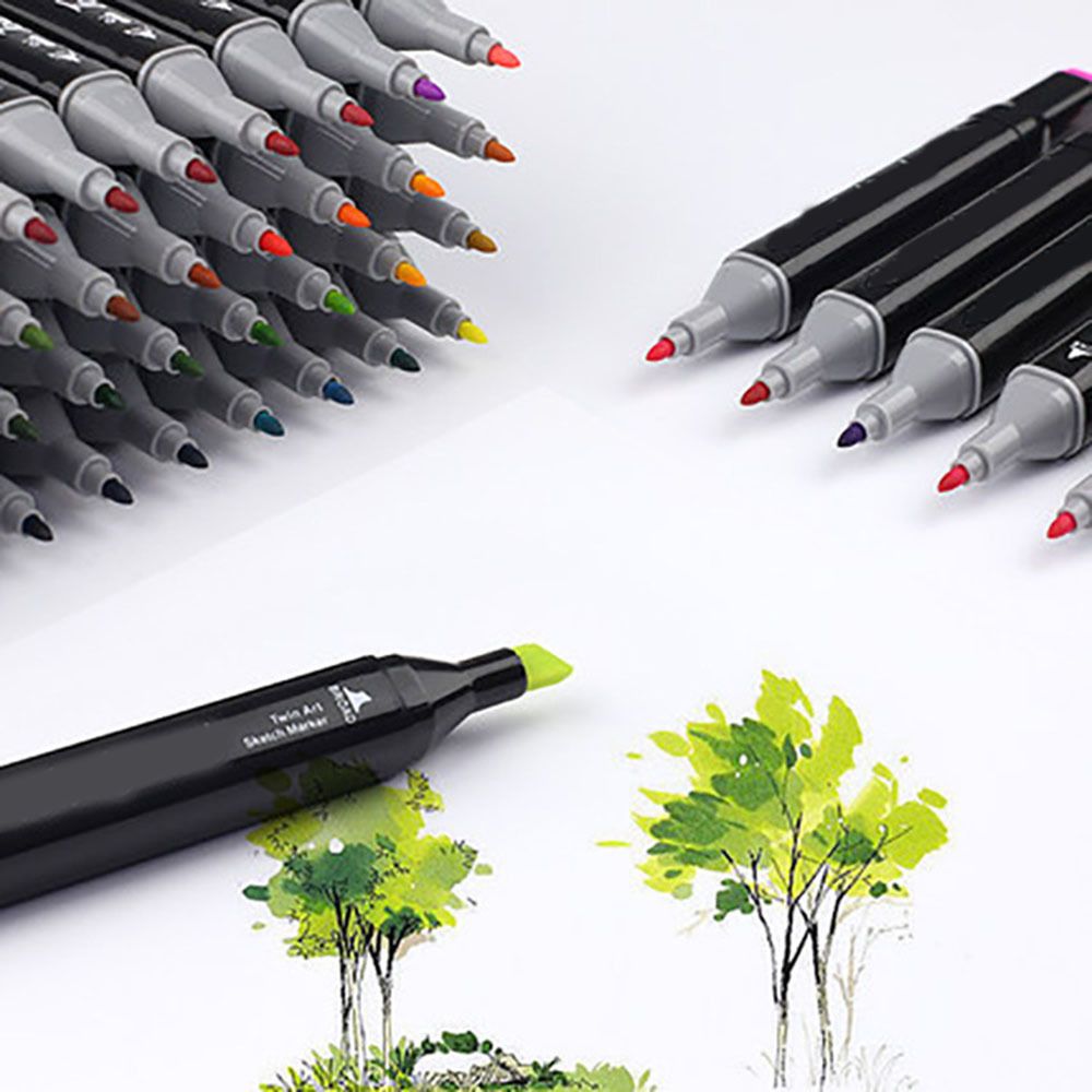 30/40/60/80pcs Marker Pen Twin Tip Marker Alcohol Brush Pen Sketch Marker  Art Supplies