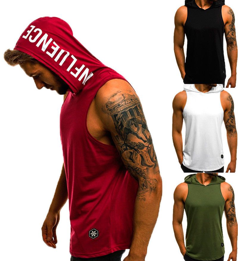 Fashion Summer Mens Sleeveless Hoodie T 