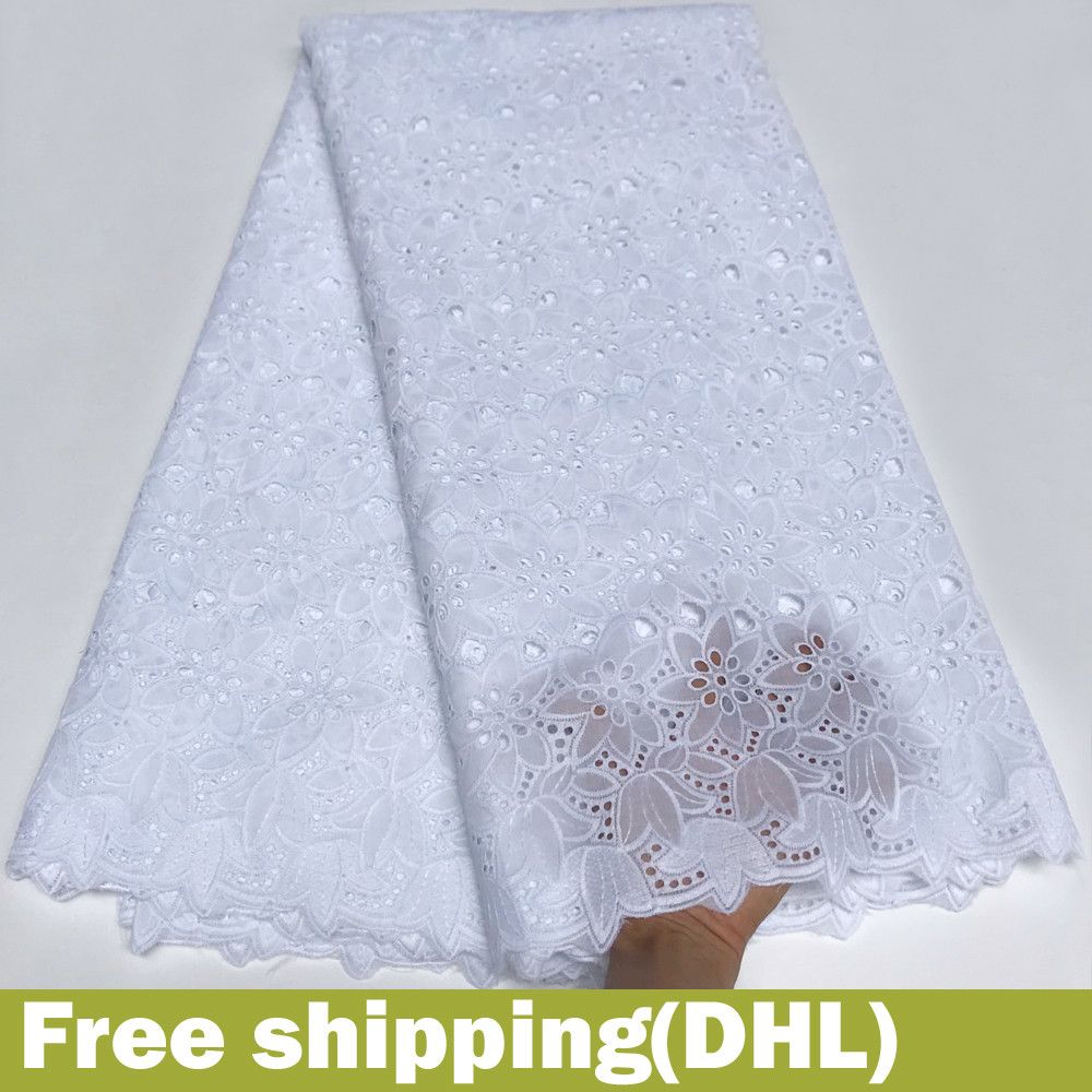 2021 White Nigerian Lace Fabric 2018 African Cotton Fabric Swiss Voile