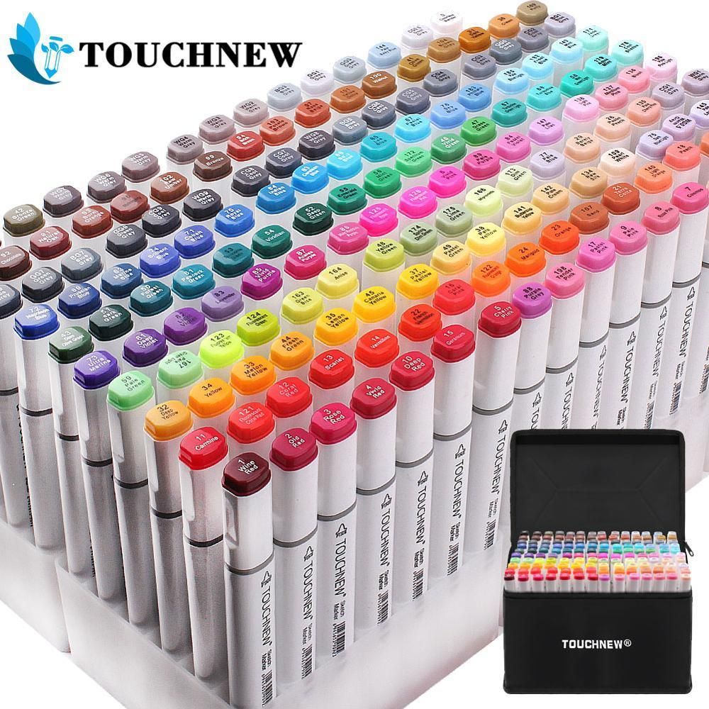 60 colores de Marcadores Para Pen Set Doble Punta de alcohol Táctil Dibujo Dibujo Con Funda De Transporte