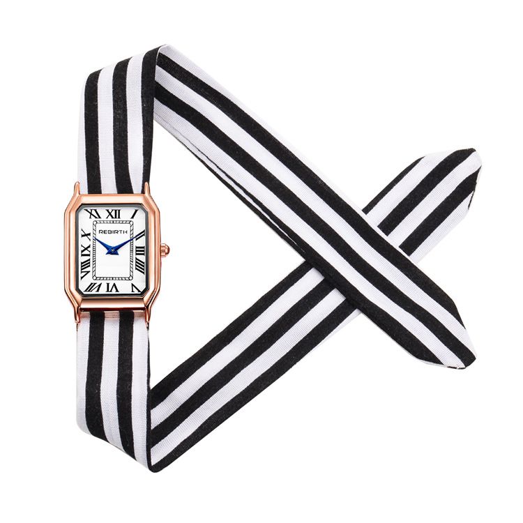 Women Rectangle Watch With Scarf Fabric Band Strap Band Roman Numeral Dial Female Girls