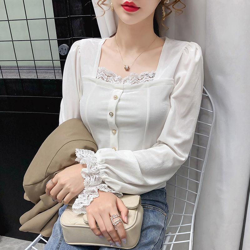 Compra Blusas De Mujer Camisetas Blusa Vintage Mujer Cuello Cuadrado  Cordillo De Coreano Ropa De Moda Mangas De Soplo Tops Sólido Retro Casual  Otoño 2021 Barato | Entrega Rápida Y Calidad | Es.Dhgate