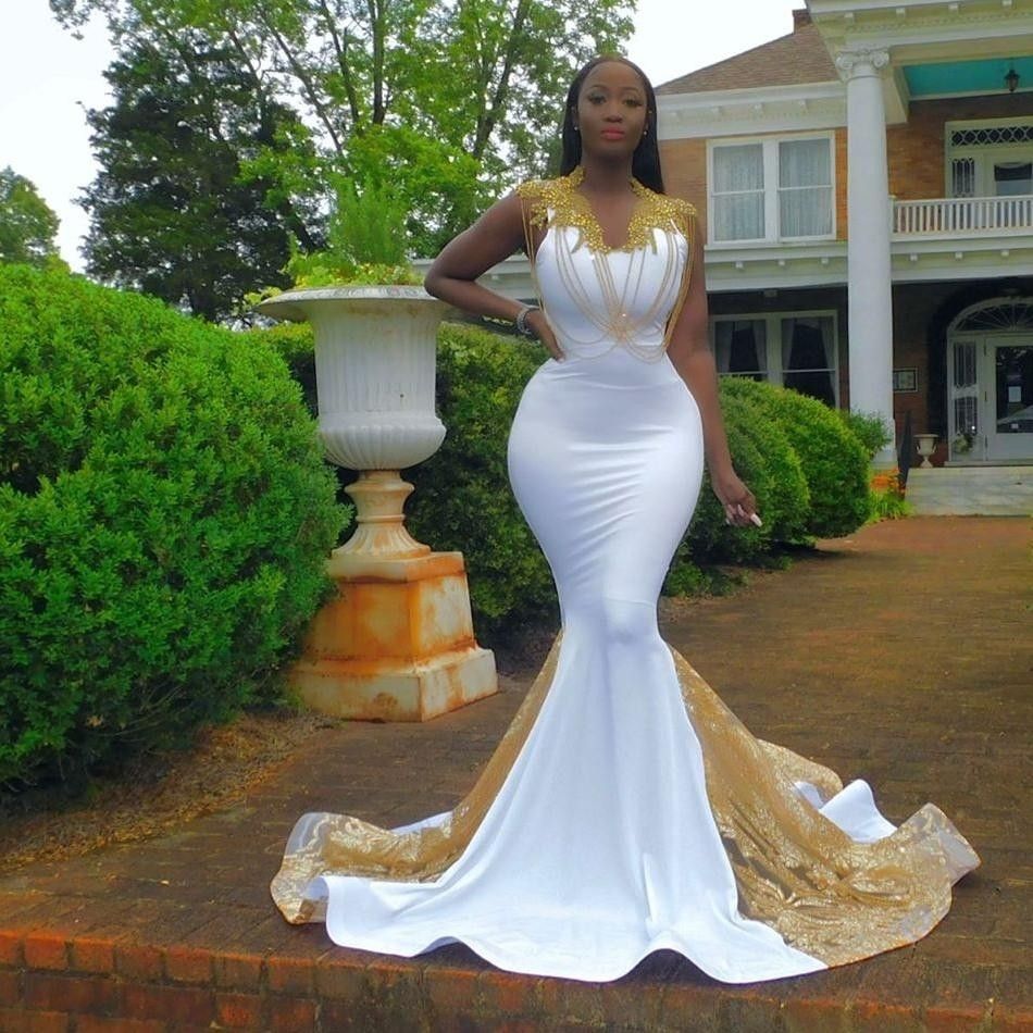 White Mermaid Prom Dresses