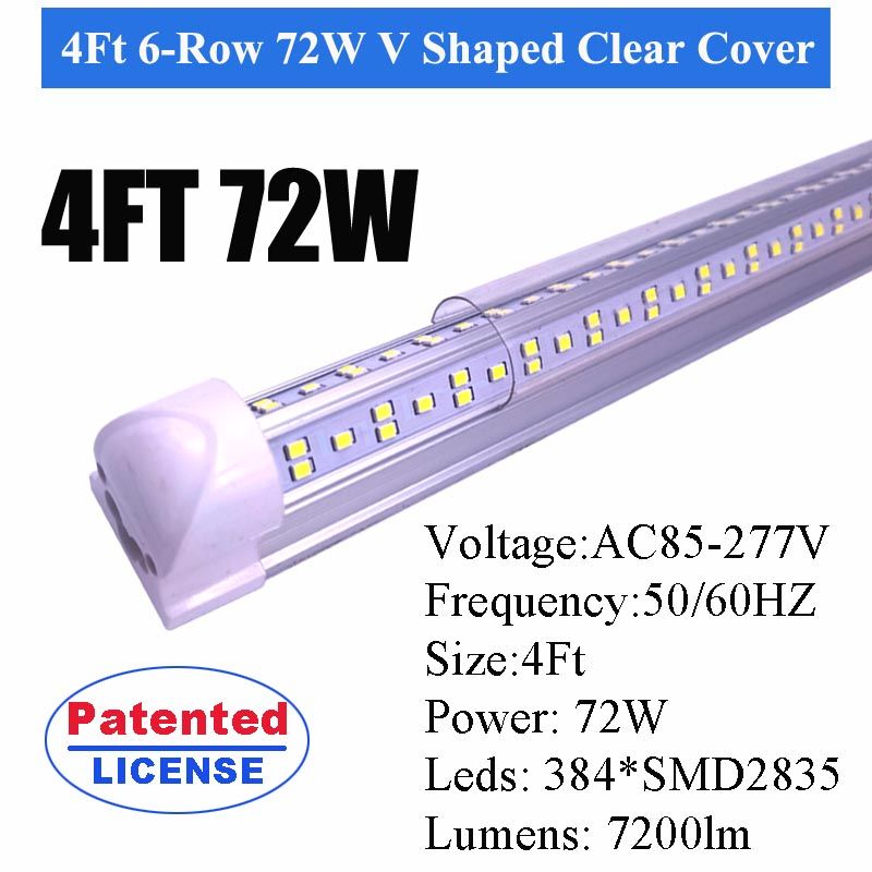 4Ft 72W V Shaped Clear Cover V-Shaped