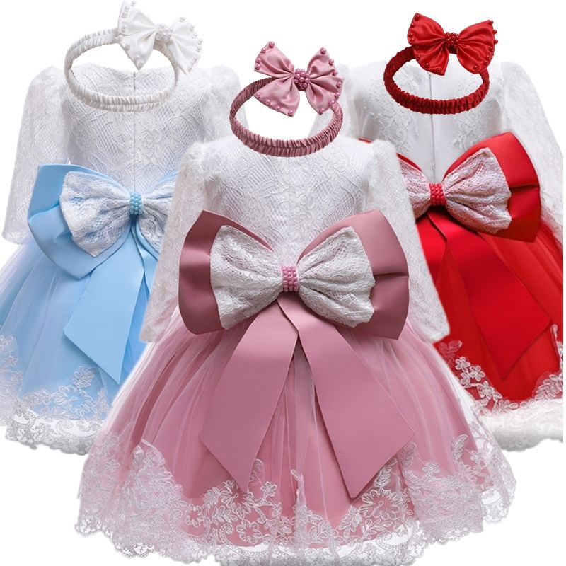 Baby-Geburtstags-Kleid für Weihnachten Baby-Taufe Kleider Spitze 1 2 Jahre Baby-Party Taufe Vestido Kleinkind Outfits 1J