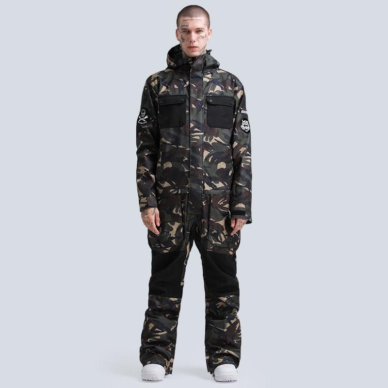 Men's Camouflage Ski Snowboard Waterproof Insulated Jacket Pants Suit