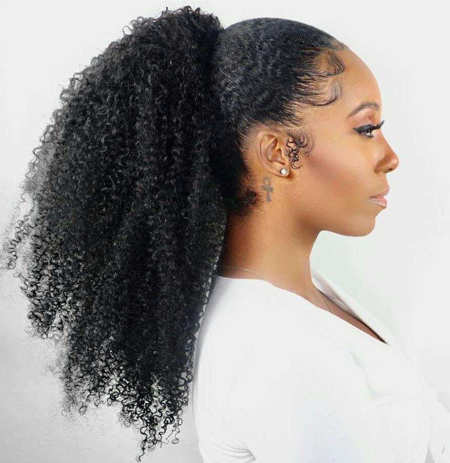 100% Human Hair Clips In Hair Ponytails Hairpieces 18 Inch Afro Ponytail Extension For Short 100% Human Hair Clips In Hair Ponytails Hairpieces 18 Inch Afro Ponytail Extension For Short