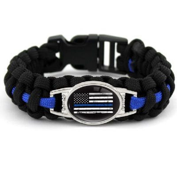 Black Blue THIN BLUE LINE American Flag BACK THE BLUE POLICE Paracord Survival Outdoor Camping