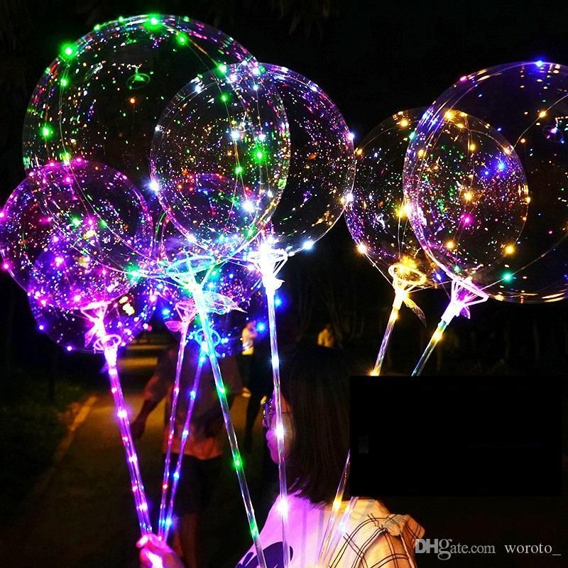 LED Bobo Balloon With 31.5inch Stick 3M String Balloon LED Light