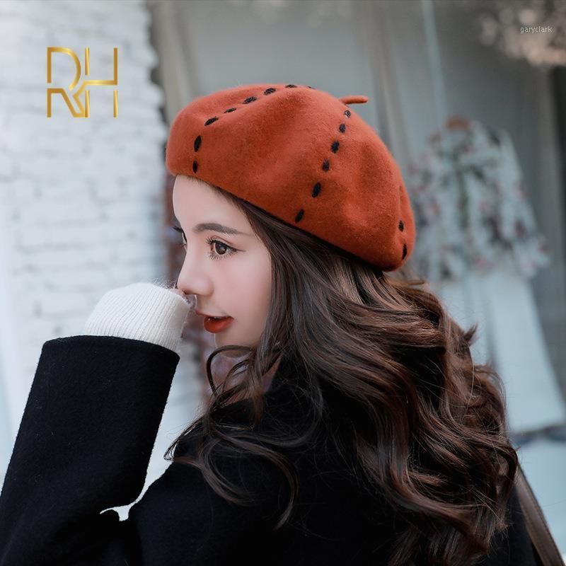 Boinas lana para mujeres otoño invierno moda color espesar gorro sombrero señoras elegante ropa