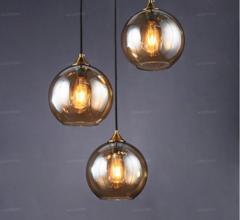 Modern Nordic Led Pendant Lights, Contemporary Amber Glass Chandelier Bulbs