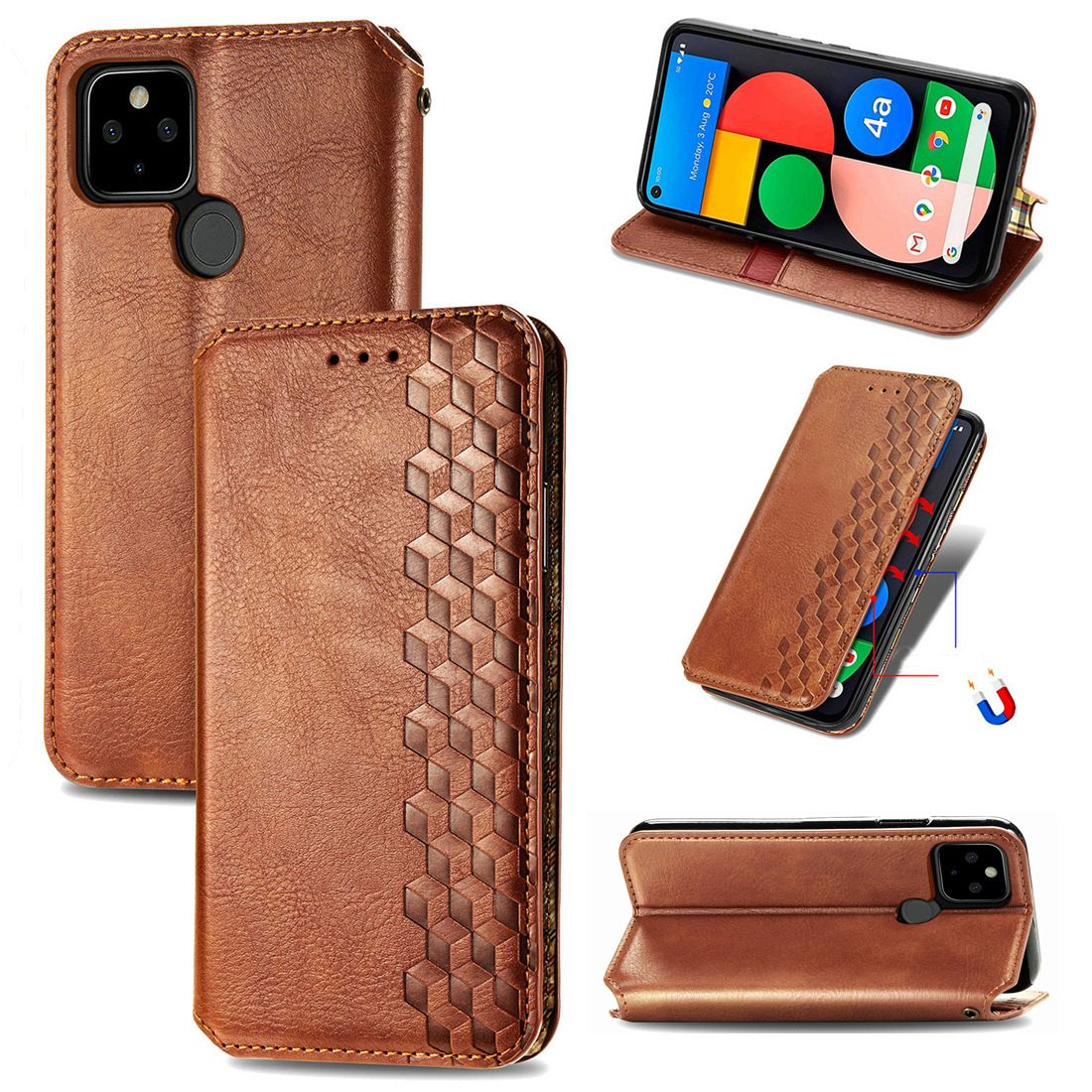 Wallet Case For Google Pixel 5 TPU PU Leather Anti Slip Surface Flip With Card Slot