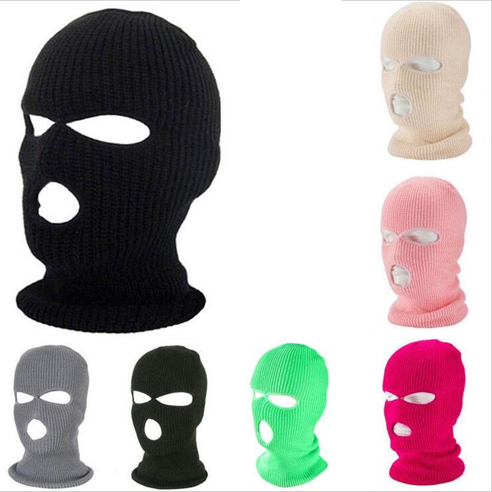 Black 3 Hole Face Mask Ski Mask Winter Cap Balaclava Hood Army Tactical Mask 