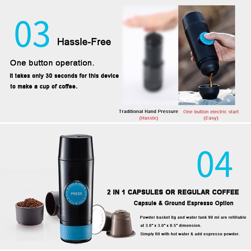 Compra 2 En 1 Cápsula Mini Espresso Cafetera Portátil Portátil Extracción  Fría Y Caliente USB Electric Coffee Power Machine Barato | Entrega Rápida Y  Calidad | Es.Dhgate