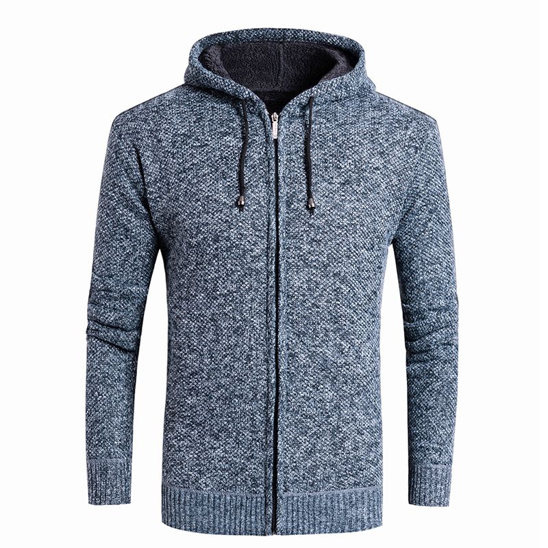 men solid hooded coat
