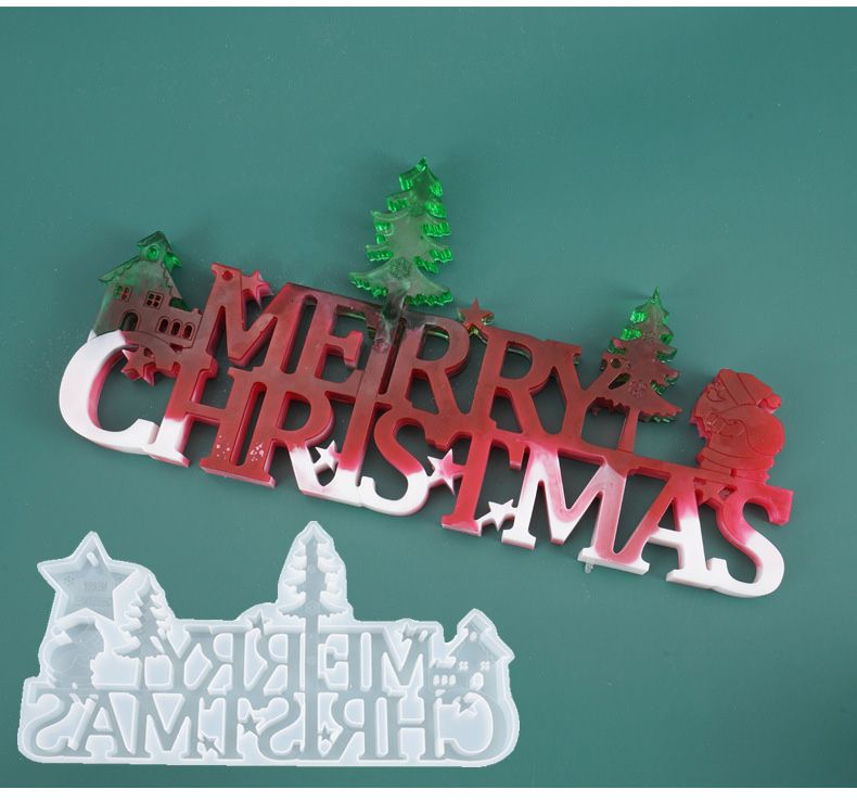 molde de silicona del molde de letras Feliz Navidad DIY cristal decoraciones de Navidad en casa molde de silicona del molde de letras Feliz Navidad DIY cristal decoraciones de Navidad en casa