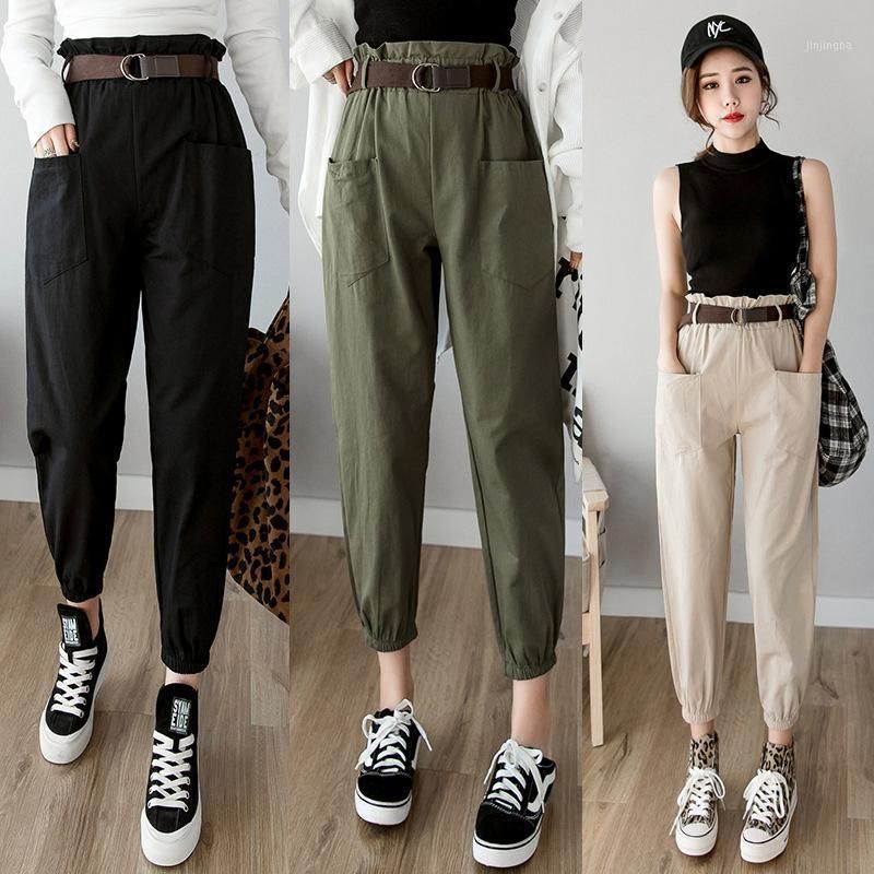 Compra Pantalones Para Mujer 2021 Primavera Verano Moda Femenino Sólido  Cintura Alta Harema Pantalón Pantalón Pantalones Pantalones Casuales Carga  Pantalones Streetwear1 Barato | Entrega Rápida Y Calidad | Es.Dhgate