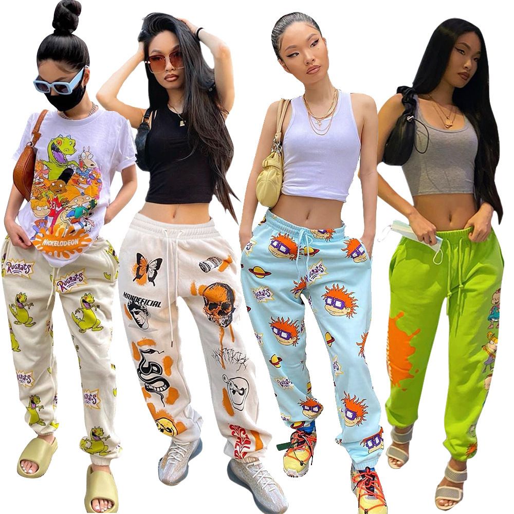 Compra Mujeres Leggings Característicos Pantalones De Dibujos Animados  Impreso Alto Cintura Casual Deportes Damas Sueltas Sueltos Pantalones  Largos Moda DHL Barato | Entrega Rápida Y Calidad | Es.Dhgate