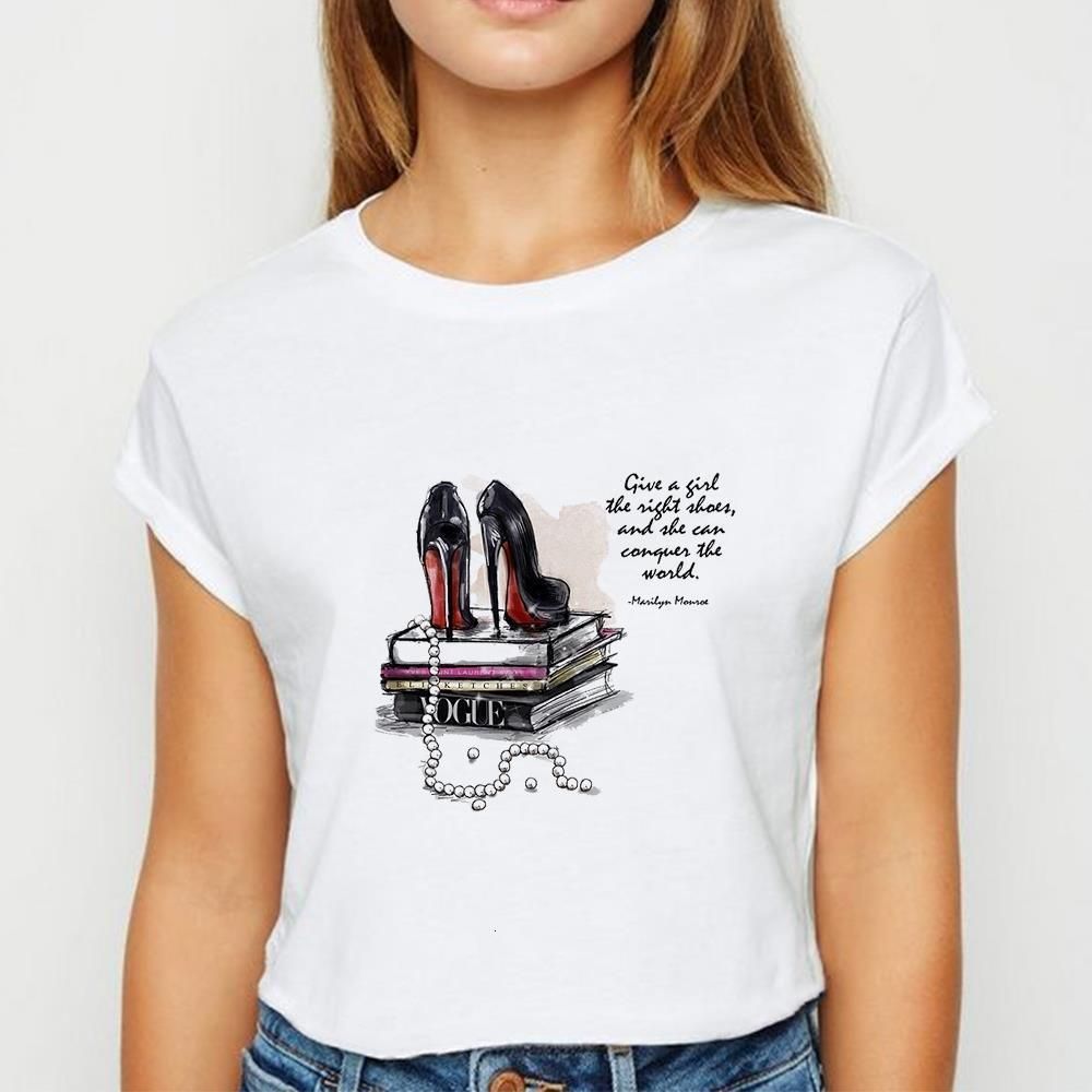 Acheter Pas Cher 2021 Nouvelle Tendance Blanche Harajuku Étudiant T Shirt  Femme Chemise Casual Kawaii T Shirt Haute Talons Graphic Streetwear Tee T  Shirt Du 9,29 € | Fr.Dhgate