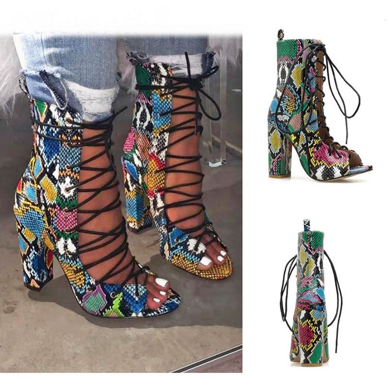 colorful snakeskin sandals