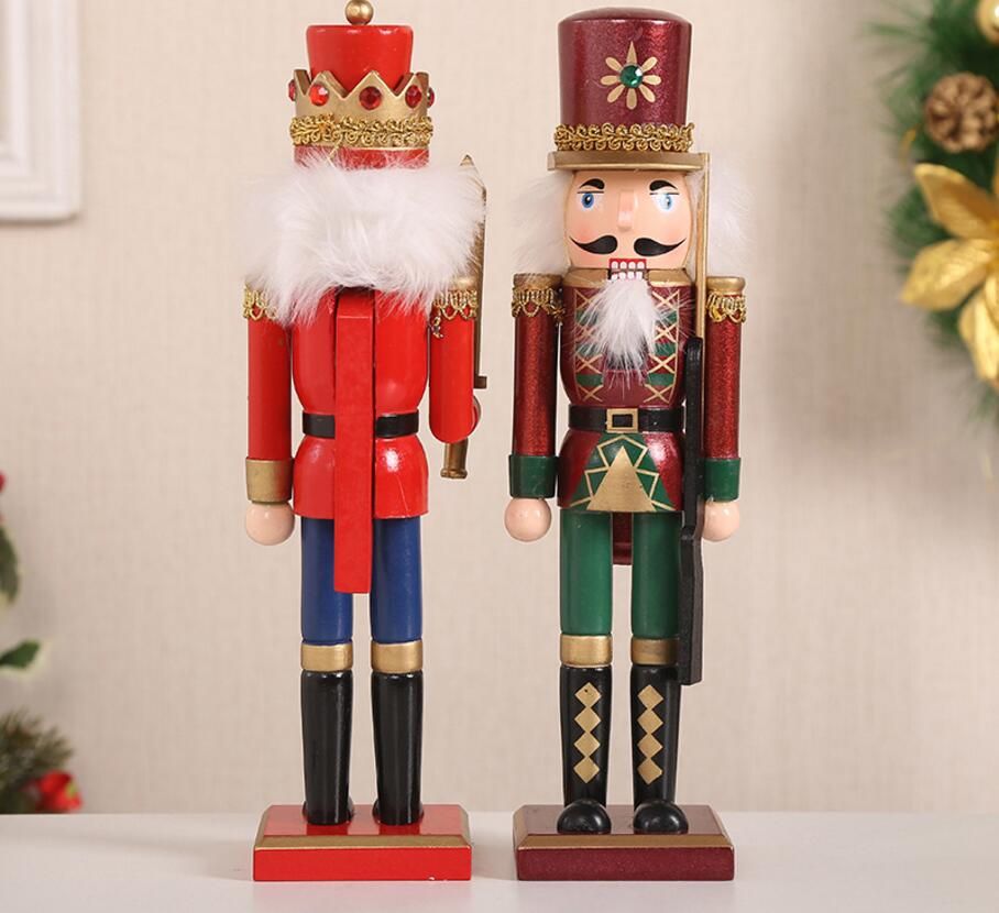 fervortop 4 PCS Nutcrackers Wooden Soldier Puppet 30cm Wood Novelty Christmas Decorations For Ornament Home Decor Gifts Presant