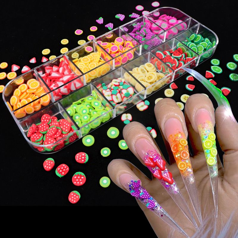 Arte de las uñas Fruta 3D DIY Design Tiny Rebandes Decoración Acrílico  Belleza Polímero Arcilla Nail