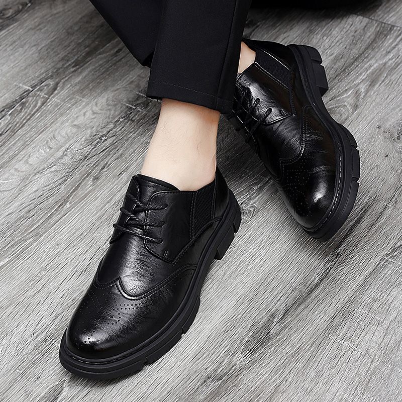 Lederen heren schoenen kantoor werk lift schoenen lace up merk heren  glanzende banket nachtclub heren brogue
