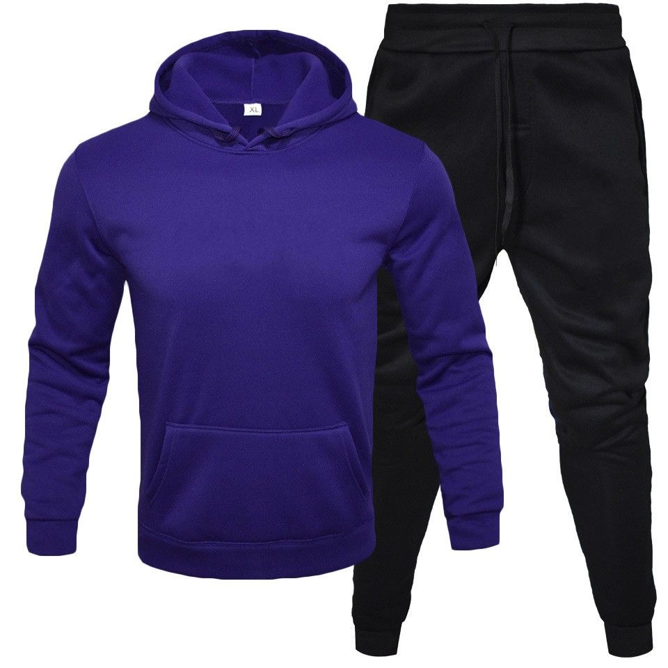 sweat ￠ capuche violet + pantalon noir