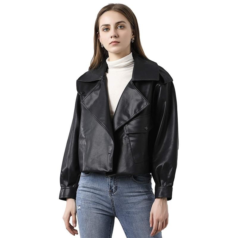 Fitaylor-Chaqueta de cuero sintético para mujer abrigo corto de mot Fitaylor-Chaqueta de cuero sintético para mujer abrigo corto de mot