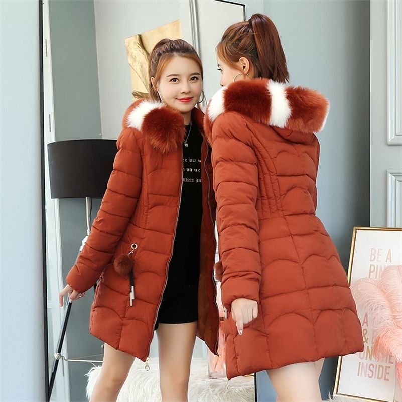 Compra Invierno Coreano Gran Cuello Parkas Parkas Slim Mid Long Piel Ball  Thick Snow Desgaste Parka Abrigo Mujer Chaquetas Wadded Ropa Y201001 Barato  | Entrega Rápida Y Calidad | Es.Dhgate