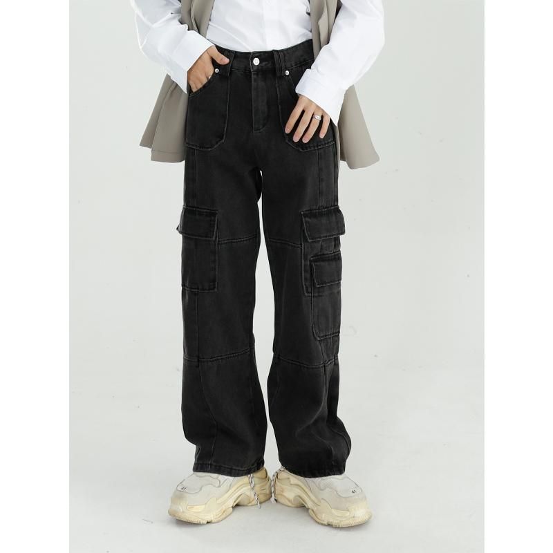 Jeans Wados Pitillo Tiro Alto Cargo Negro - Calce Ajustado - Compra Ahora |  Dafiti Chile