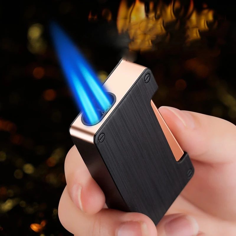 Best New Powerful Double Torch Gas Lighter Windproof Jet Butane Turbo Lighter Inflatable Cigar