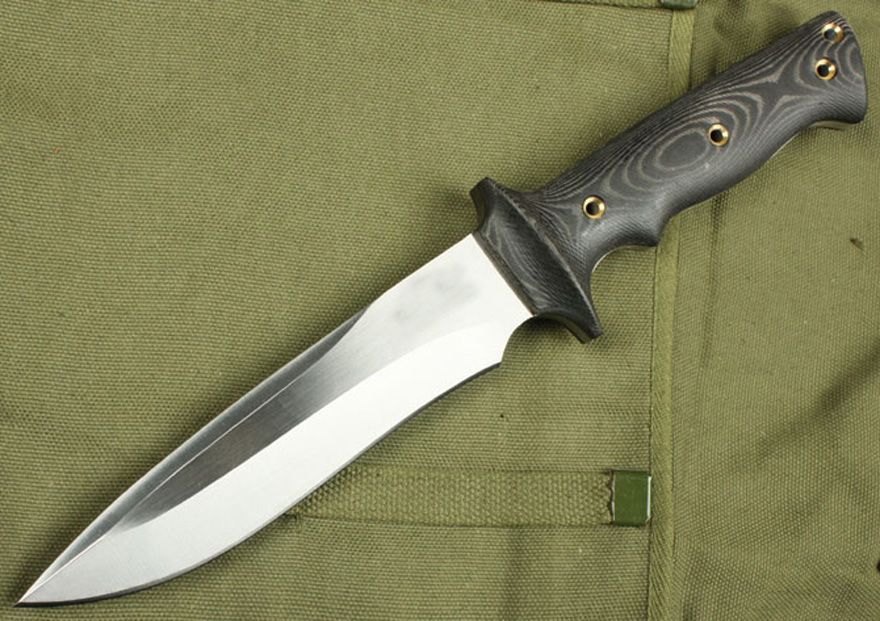 Classic M2 Tactical Straight Knife AUS 8 Satin Drop Point Blade Full Tang Micata Handle Outdoor