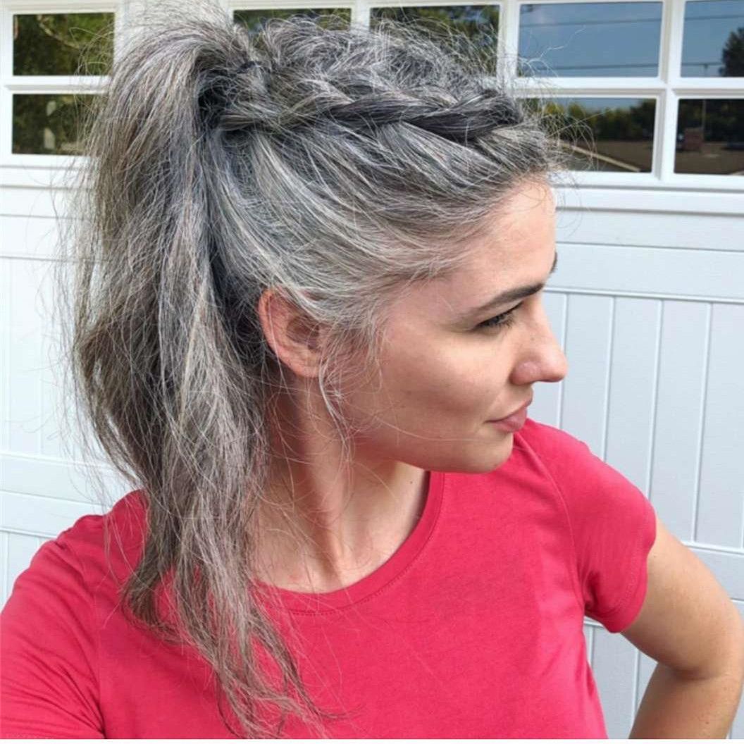 Silver Gray Straight Seamless Wrap Around Ponytail Extension Real Hair  Piece Clip In Grey Hair Extension For Salt And Pepper Hair From  Divaswigszhou, $43.43 | DHgate.Com