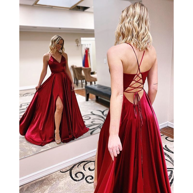 Back Criss Cross Long Prom Dresses V ...